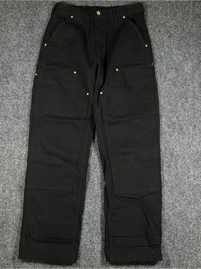 Carhartt Double Knee Pants Mens 30x30 Black Loose Fit Carpenter Made In USA